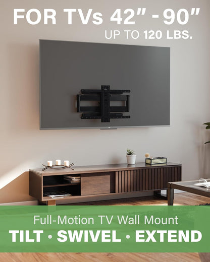All-New, Made for Amazon Universal Large Full-Motion TV Wall Mount for Amazon Fire TV Smart TVs 42” to 90”