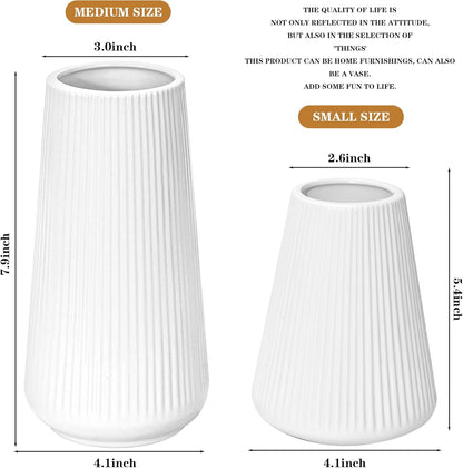 White Ceramic Vase, GUKJOB Small Cute Flower Vase for Pampas Grass, Home, Living Room, Dining Table, Farmhouse, Office Decor, Bedroom, Table, and Kitchen Shelf (White)