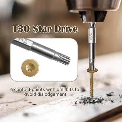 6 Inch Deck Screws 50Pcs, Structural Wood Screws, Rust Resistant Timber Screws for Timber/Log/Landscaping Wood, with T30 Star Bit (#14 x 6 Yellow)