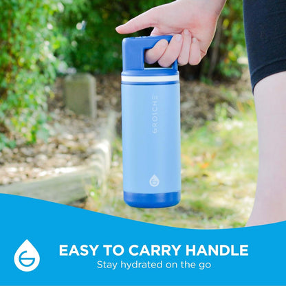 GROSCHE Alpine Flip 'N Sip 16oz Insulated Water Bottle - Stainless Steel, Leakproof Flask with Straw - Perfect for Gym, Travel, Sports & Outdoor Use, Canadian Brand! - 16 fl. oz, Scuba Blue
