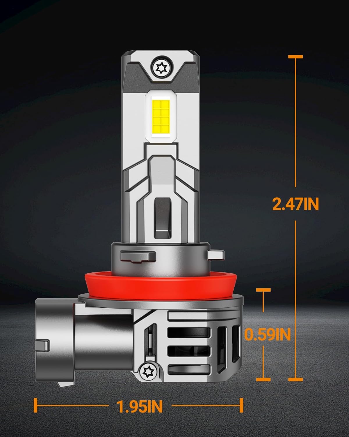 SEALIGHT H7 LED Headlight Bulbs, 800% Super Bright, 6500K Cool White Light Bulbs with Cooling Fan, 1:1 Mini Size H7 led headlight,H7 Halogen Replacement 3 Mins Plug-N-Play, Pack of 2