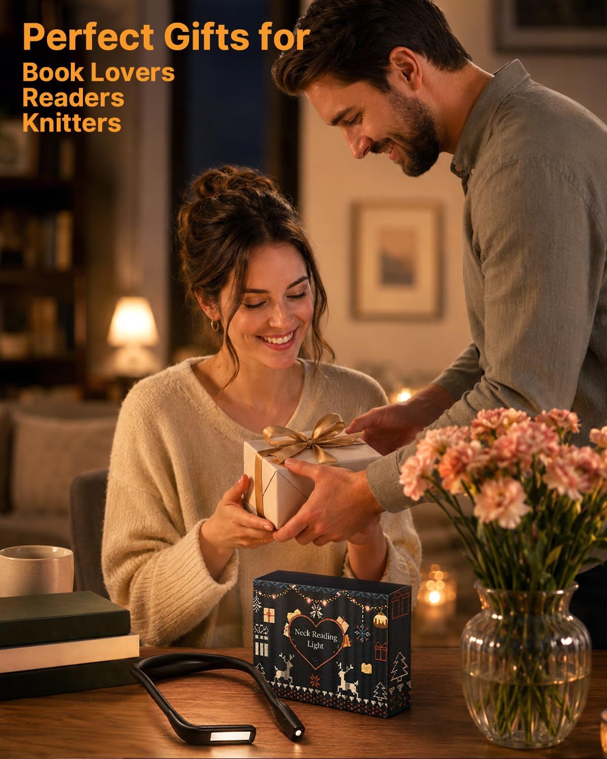 Reading Light, 80-Hr Rechargeable Book Light for Night Reading | Neck Light Eye Caring 3 Color Adjustable Brightness, Neck Lamp for Reading, Knitting, Crochet, Sewing, Book Lovers Gifts
