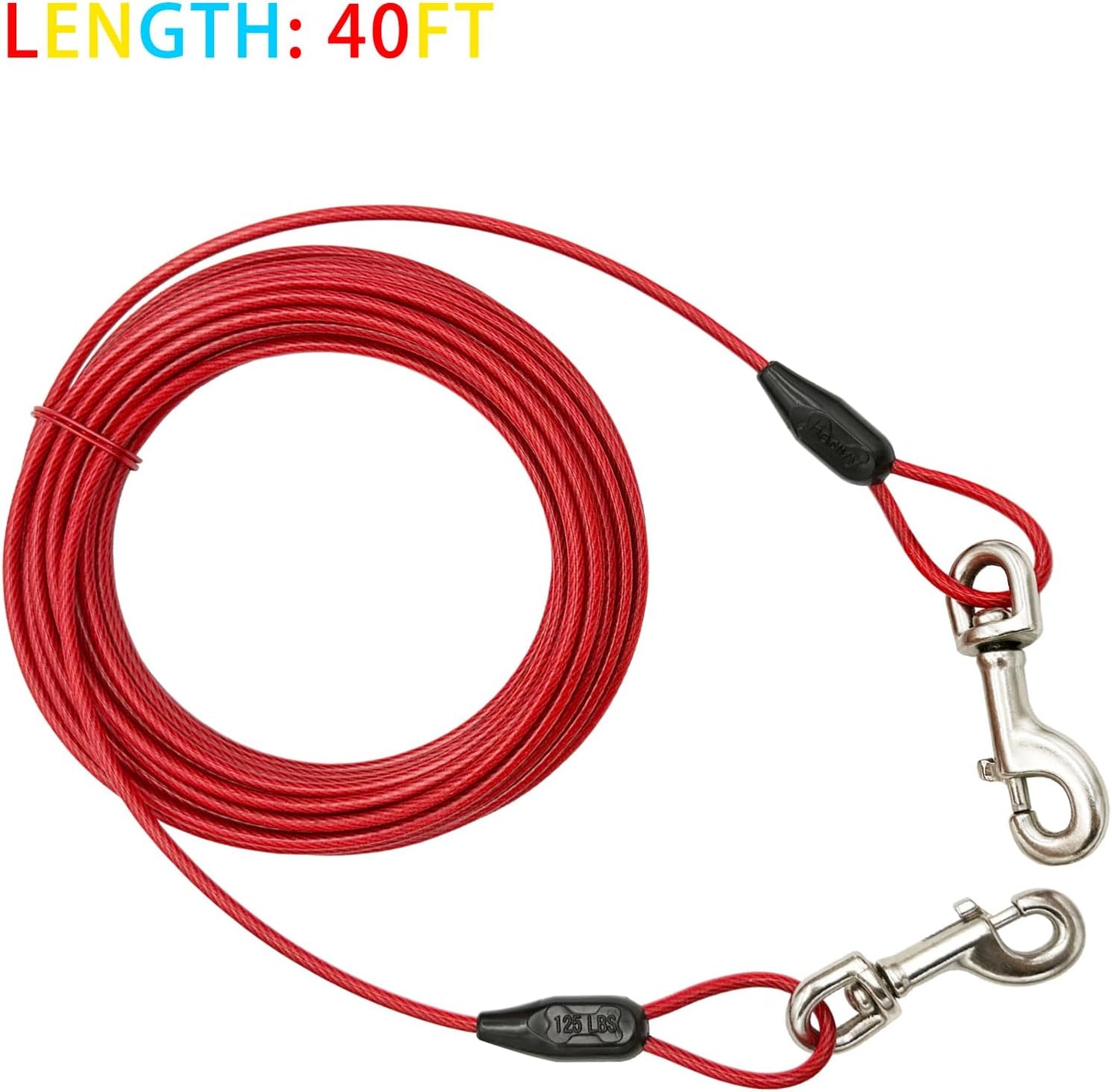 Petest 25ft Reflective Tie-Out Cable for Small Dogs Up to 35 Pounds