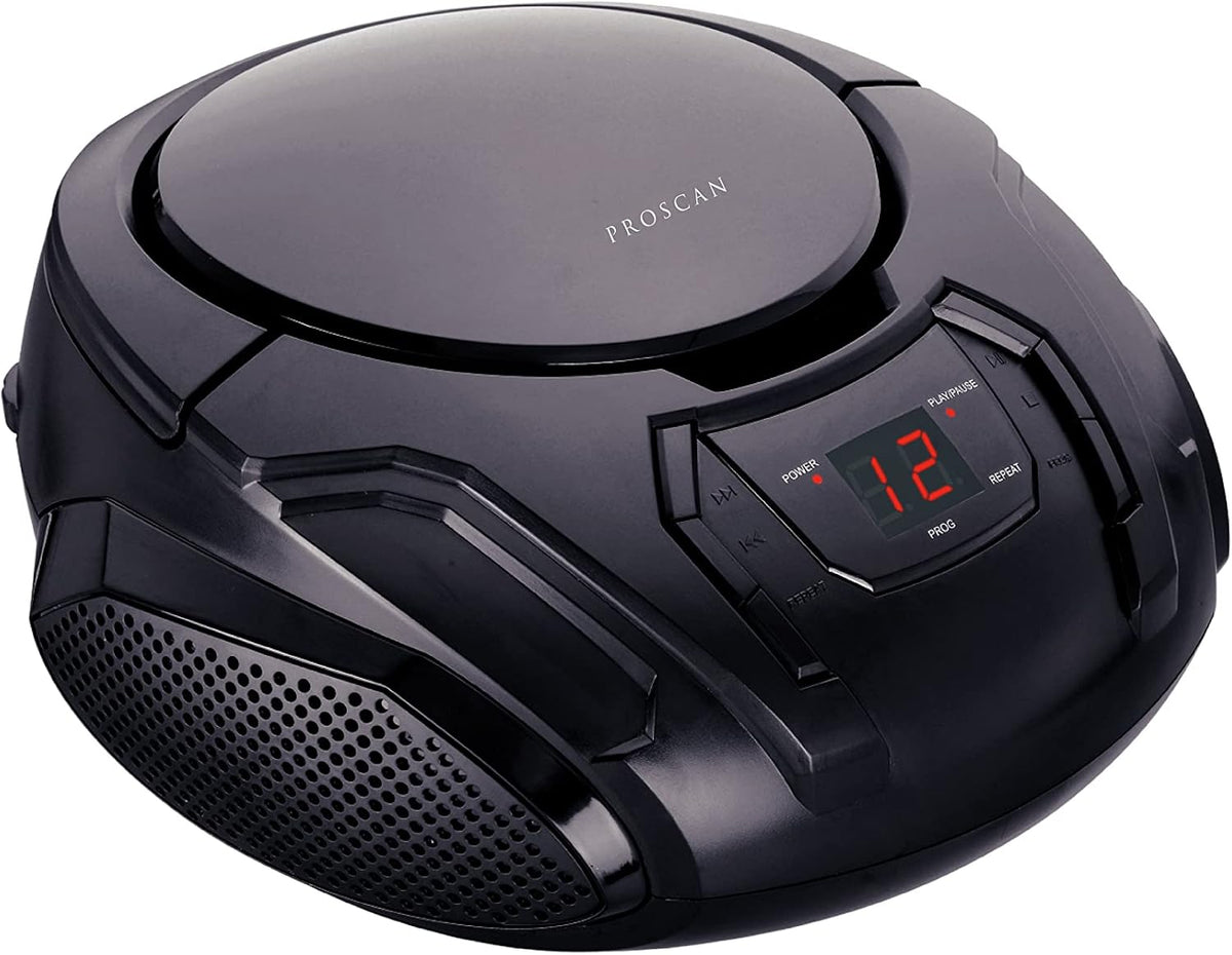PROSCAN Elite Portable CD Boombox with AM/FM Radio (Black)
