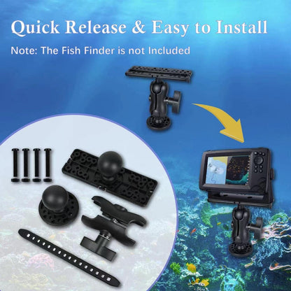 Fish Finder Mount Base, Universal 360° Rotation Ball-Mount Bracket, Nylon & Stainless Steel Electronic Holder for Marine Boat Kayak Pontoon Canoe Helix Garmin, 4*Srews, 4*Nuts