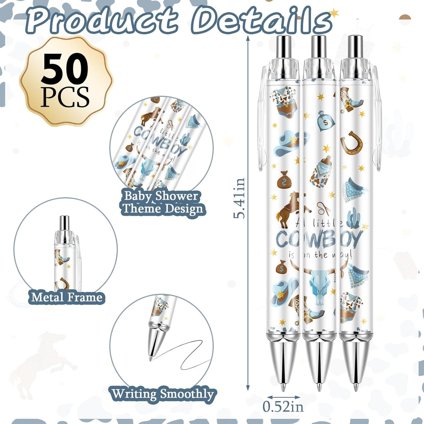 Lebsitey 50 Sets Pen Baby Shower Favors Gifts for Guests Includes 50 Rolling Paper Ballpoint Pens and 50 Greeting Thank You Bookmarks Baby Shower Party Favors (Safari)