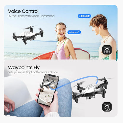 DEERC D20 Mini Drone Foldable for Kids with 720P HD FPV Camera Remote Control Toys Gifts for Boys Girls with Tap Fly,Auto Hover,Voice/Gesture Control,Speed Adjustment,2 Batteries,3D Flip