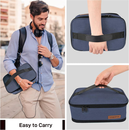HOMESPON Expandable Lunch Bag for Men Women Insulated Lunch Box Holder with Handle for Picnics Work Travel (Blue)