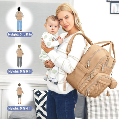 Diaper Bag Backpack, iniuniu Large Baby Bags with Diaper Pouch, Washable Changing Pad, Pacifier Case and Stroller Straps