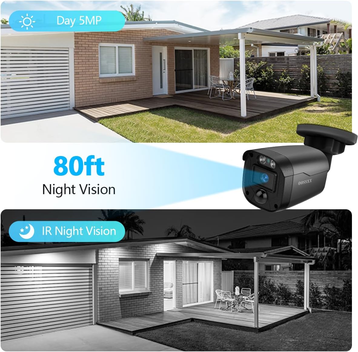 (Full HD 5MP Definition) Outdoor Wired Security Camera System Video Surveillance Cameras for Home Security DVR Systems, CCTV Camera for House Video Monitor Outside Surveillance