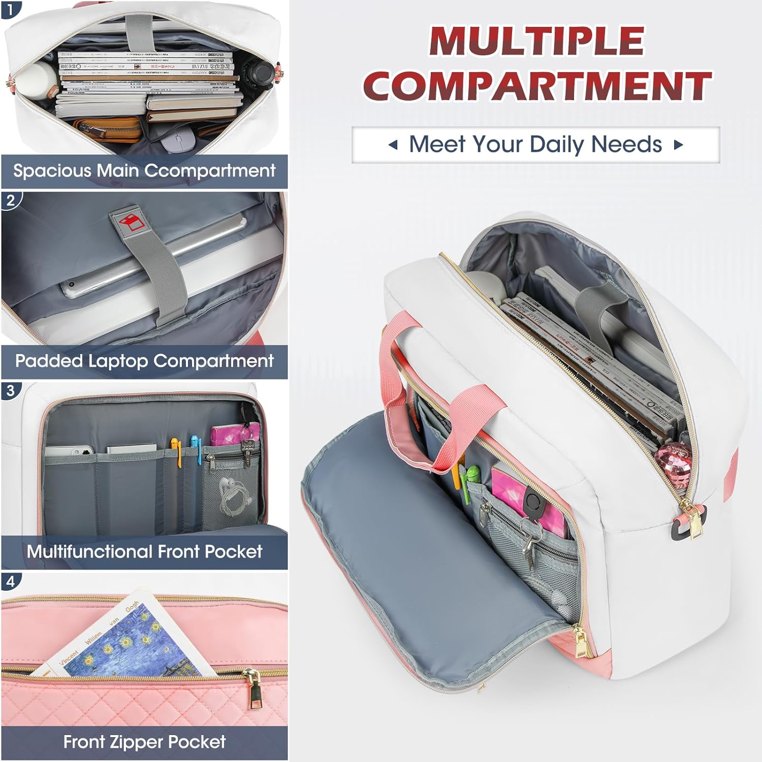 Laptop Bag 17 Inch Laptop Briefcase for Women Waterproof Computer Messenger Bag Professional Laptop Case for Business Work - PuriLite