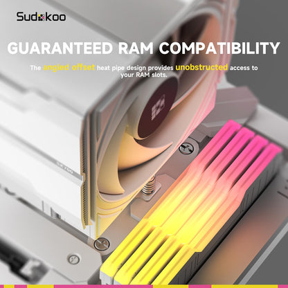 Sudokoo SK700V AM5 CPU Cooler, AM5 Exclusive, Digital Display, 7 Heatpipes CPU Air Cooler, Single Tower, 120mm FDB PWM Fan, Full RAM Freedom, L-Rail Lock Mount, 5 Years Warranty, Black, PC Cooler