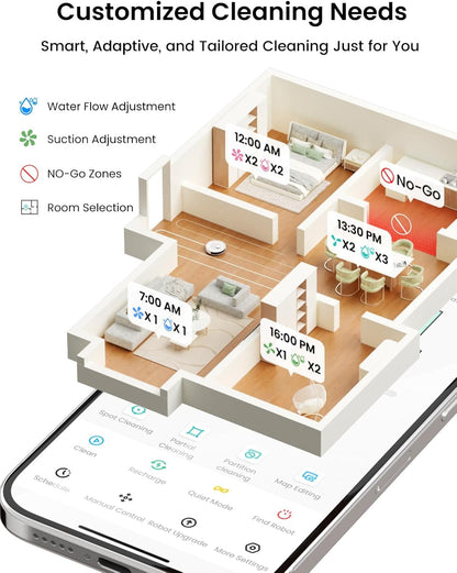 Lefant M2 Plus Robot Vacuum and Mop Combo,190° PSD Obstacle Avoidance,LIDAR Navigation,6000Pa Powerful Suction,40-Day Capacity, Perfect for Pet Hair,140 Min Runtime, WiFi/App/Alexa