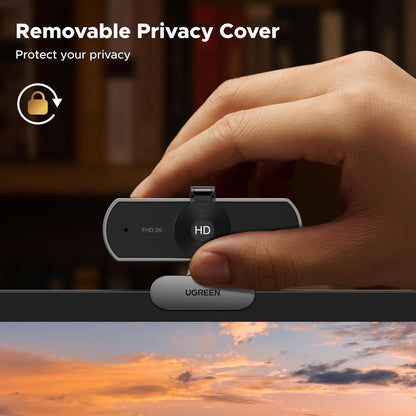 UGREEN 2K Webcam, Webcam for PC Ultra HD 1440P Computer Camera with Microphone, PC Camera with Privacy Cover, USB-A Web Camera for Streaming, Conferencing, Video Calling, Zoom, Skype, Teams, Facetime