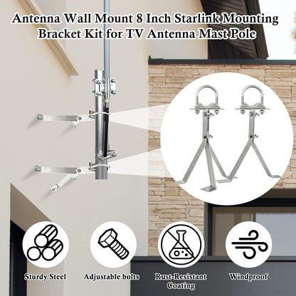 XRDS-RF 16 Inch Heavy-Duty Wall Mount Stand Off Mast for TV Antenna - Windproof Mounting Bracket (2-Leg + 2-Leg)