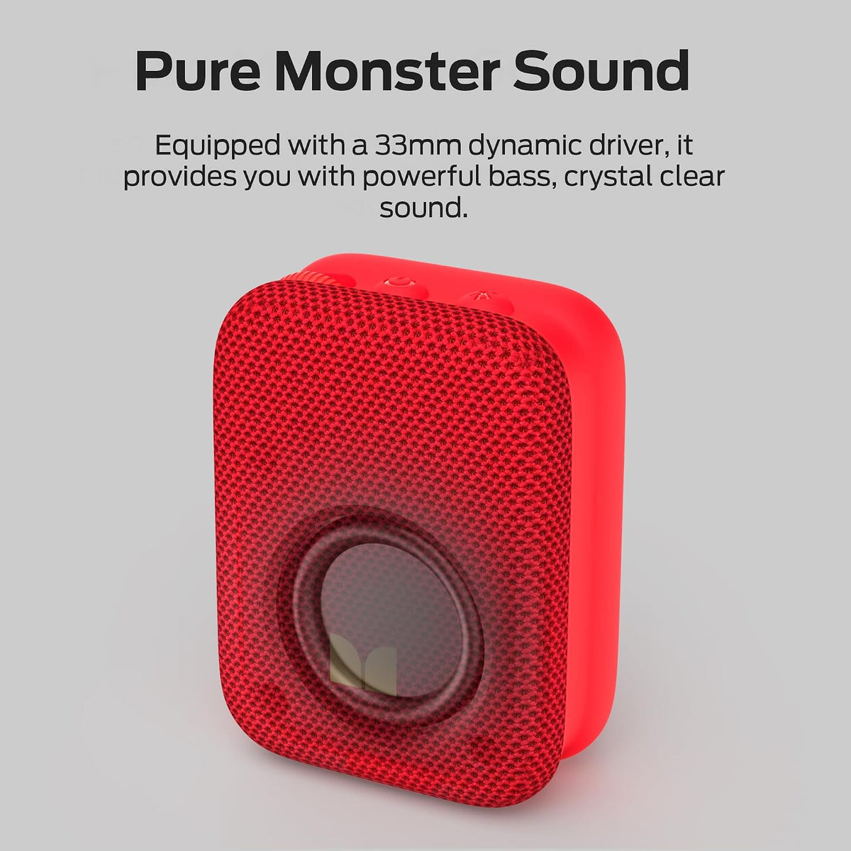 Monster Blaster Atom Wearable Bluetooth Speaker with Mics for Hands-Free Calls, IPX5 Waterproof, Compact and Portable Speaker for Workout, Cycling (Red)