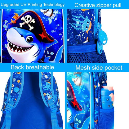 3pcs Backpack for Boys and Girls, 16” Kids Kindergarten Bookbag with Lunch Box, Cute Elementary Backpacks for Boy Girl