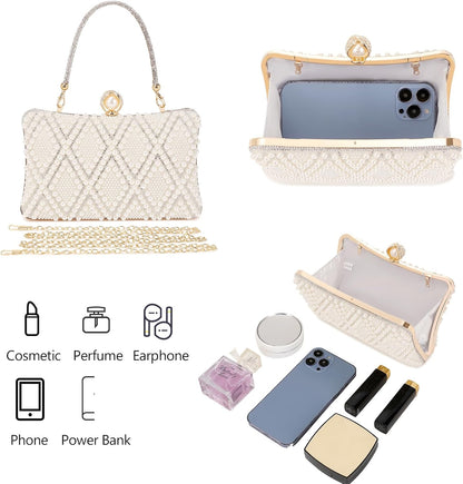 Women's Evening Handbags Pearl Clutch Purse Beaded bag Bridal Clutch wedding Purse