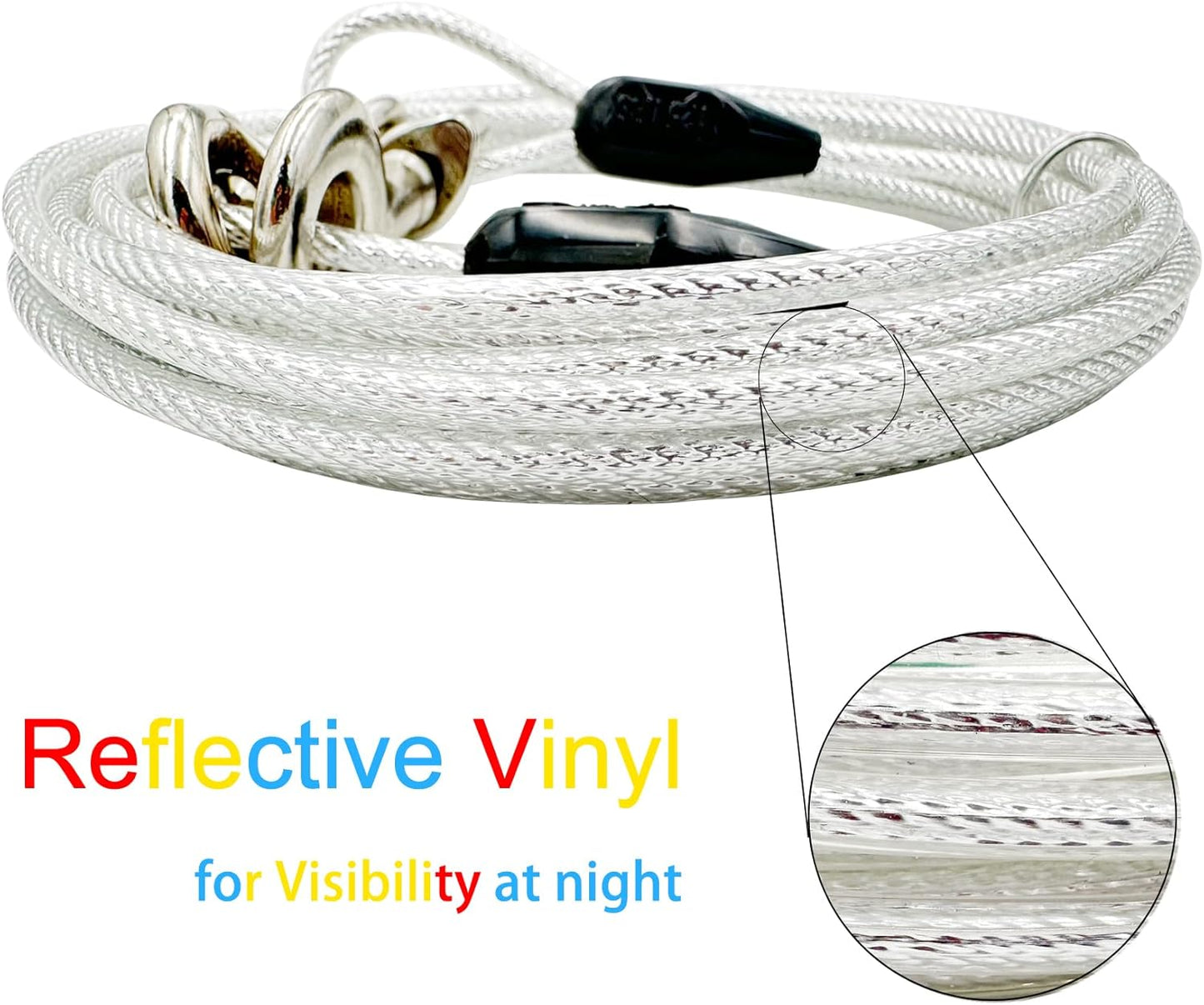 Petest 25ft Reflective Tie-Out Cable for Small Dogs Up to 35 Pounds
