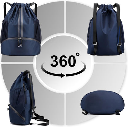 Hoedia Sports Drawstring Backpack - String Swim Gym Bag with Shoes Compartment and Wet Proof Pocket for Women/Men