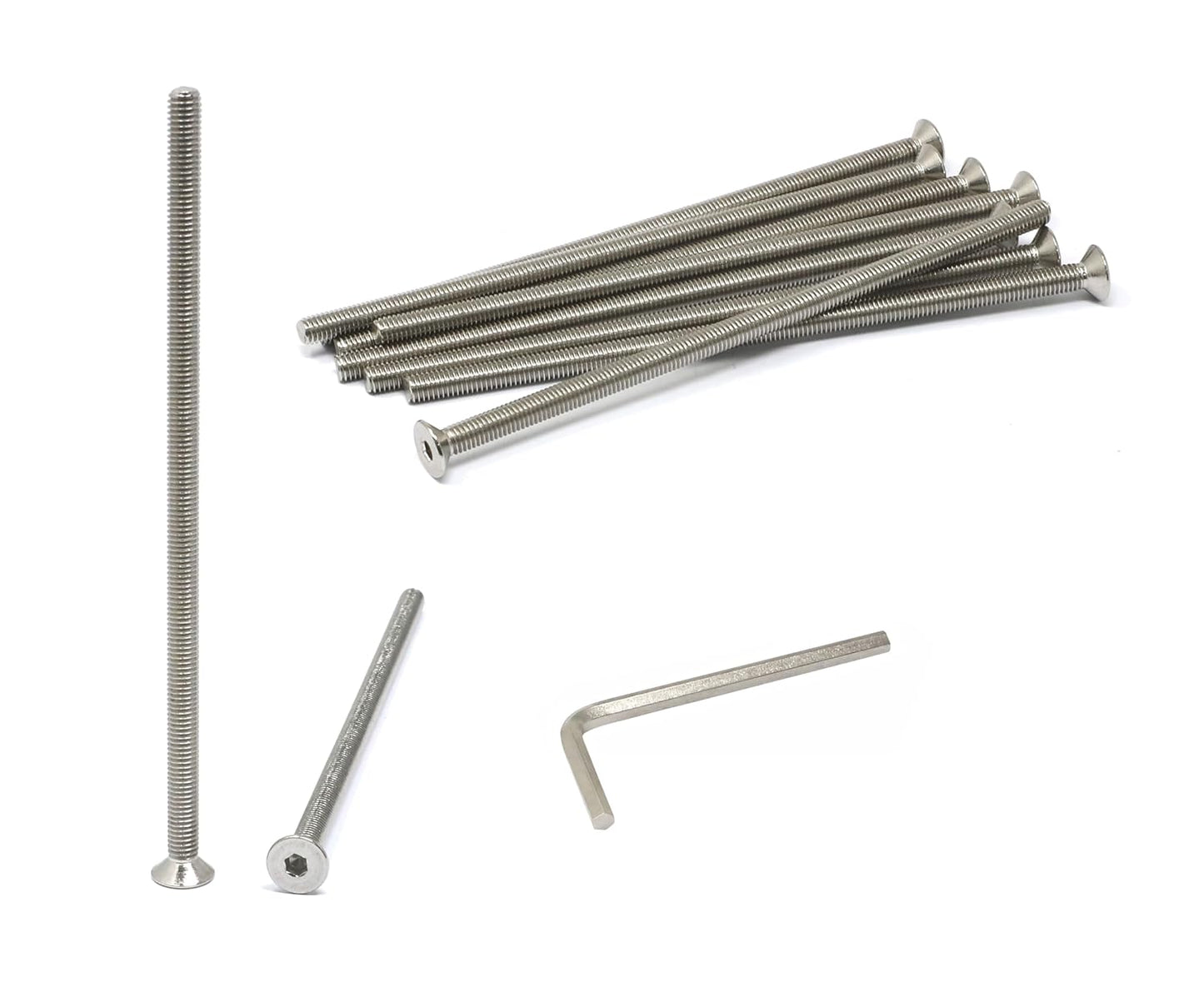 iexcell 5 Pcs M8 x 80mm Thread Pitch 1.25 mm Stainless Steel 304 Hex Socket Flat Head Cap Screws Bolts Kit