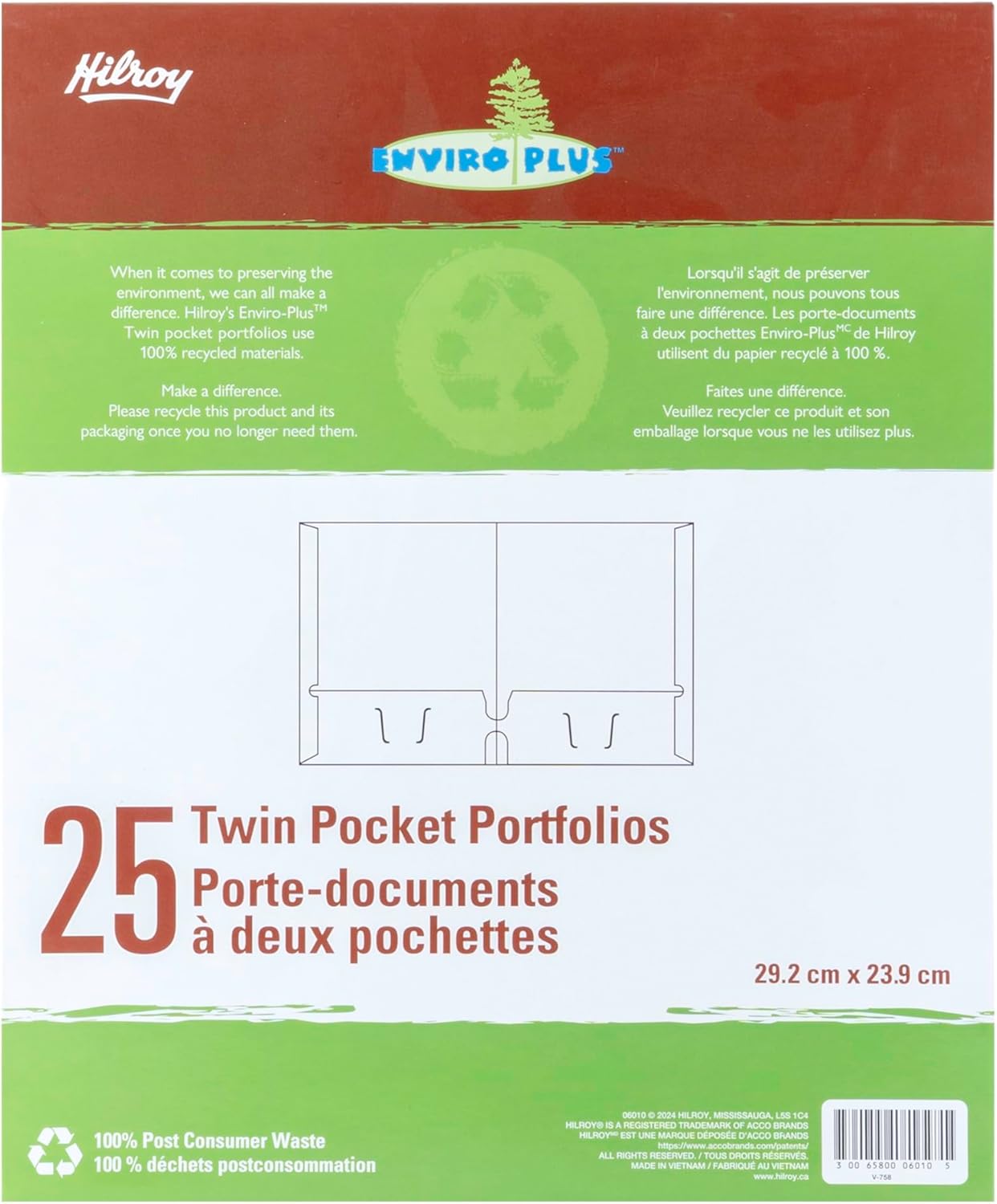 Hilroy Twin Pocket Portfolios, 9.5" x 11.75", 4-Pack, Assorted Colours (06042)