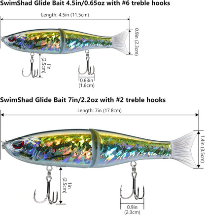 Bassdash SwimShad Glide Baits Jointed Swimbait Bass Pike Salmon Trout Muskie Fishing Lure