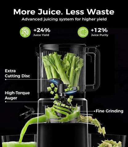 ONELIVE Cold Press Juicer Machine, 6.5" Wide Chute, 3L, Easy to Clean Smart Presets for Fruits, Veggies, Sorbet & Nut Milk, All-in-One Strainer, More Juice, Drier Pulp, Easier Use and Cleanup