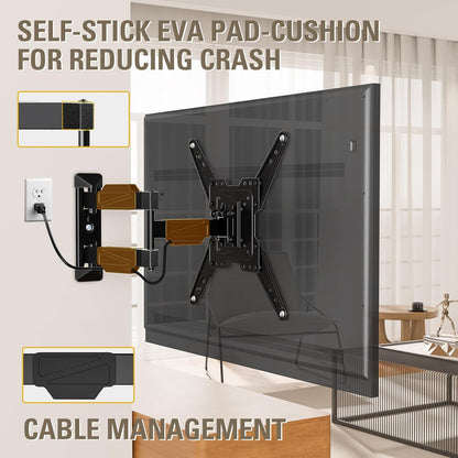 Mounting Dream TV Wall Mount for Most 26-55" TVs, TV Mount Full Motion with Swivel Articulating Arm, Perfect Center Design Wall Mount TV Bracket, up to VESA 400x400mm and 77 lbs Loading MD2418-MX