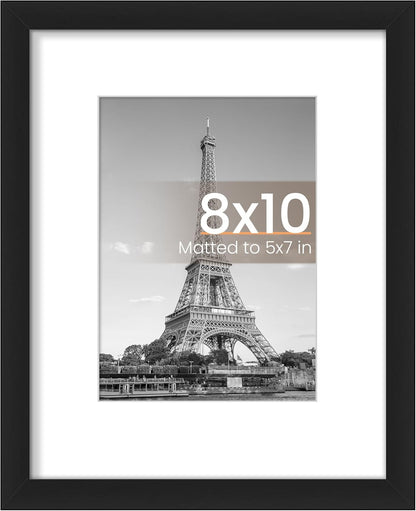 upsimples 11x14 Picture Frame, Display Pictures 8x10 with Mat or 11x14 Without Mat, Wall Hanging Photo Frames, Black