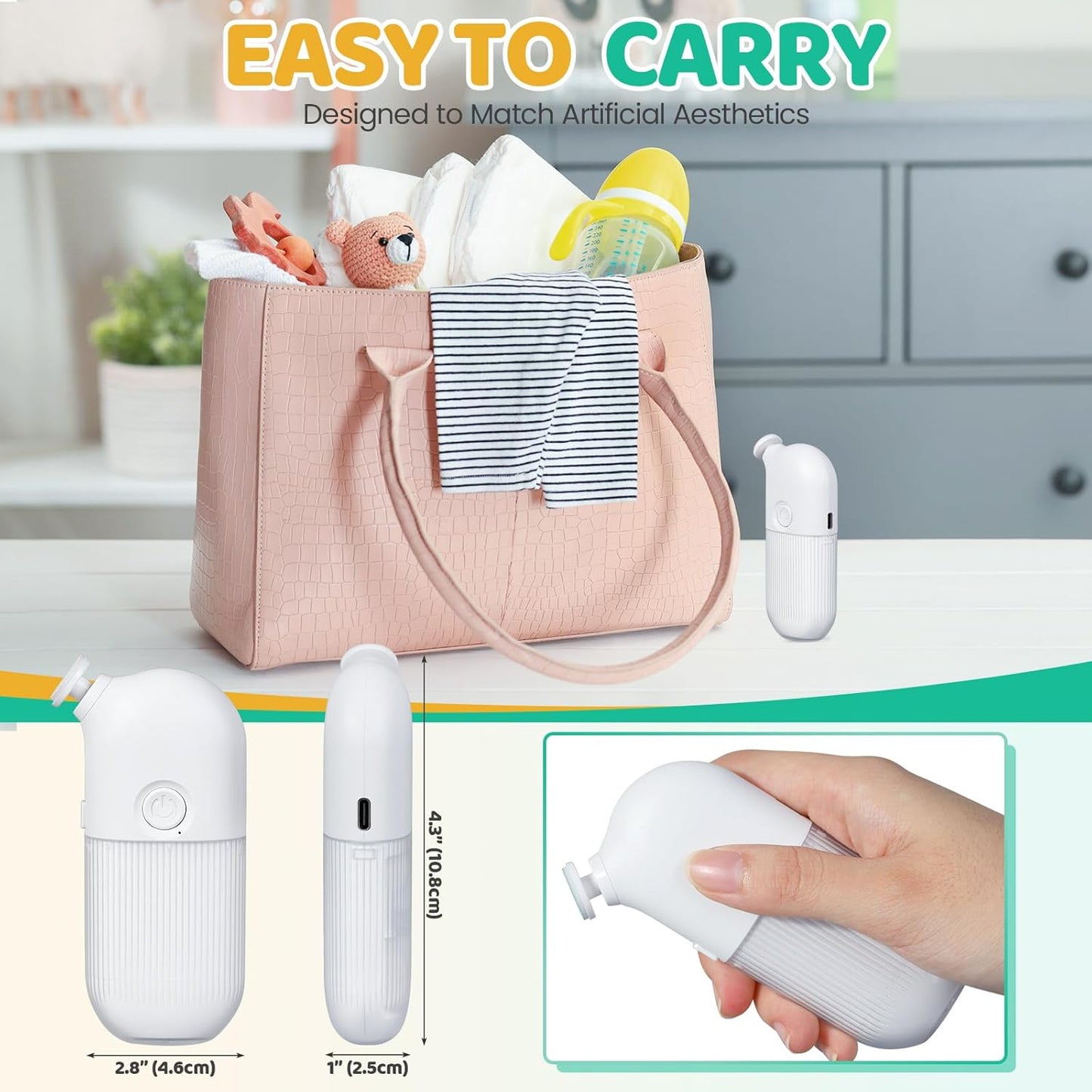 IvyWind Electric Baby Nail File, 7 in 1 Grinding Heads Baby Nail Trimmer, Automatic Baby Nail Clippers for Infant Newborn Toddler Kid Adult, Manicure Fingernail Care Set, 2 Speeds, USB Rechargeable, White