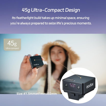 GODOX IT20 S TTL MINI iFlash Camera Flash Light,700+ Flashes & 1.5 s Recycling,6 Stops (1/32 to 1/1 Power),Built in Battery with Magnetic Diffuser & Filter (Black, for Sony)