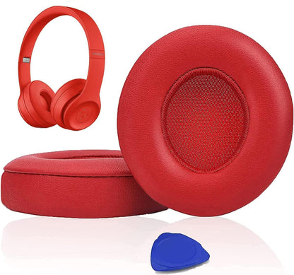 SoloWIT® Ear Pads Cushions Replacement, Earpads for Beats Solo 2 & Solo 3 Wireless On-Ear Headphones with Soft Protein Leather, Stronger Adhesive, Noise Isolation Memory Foam - Black