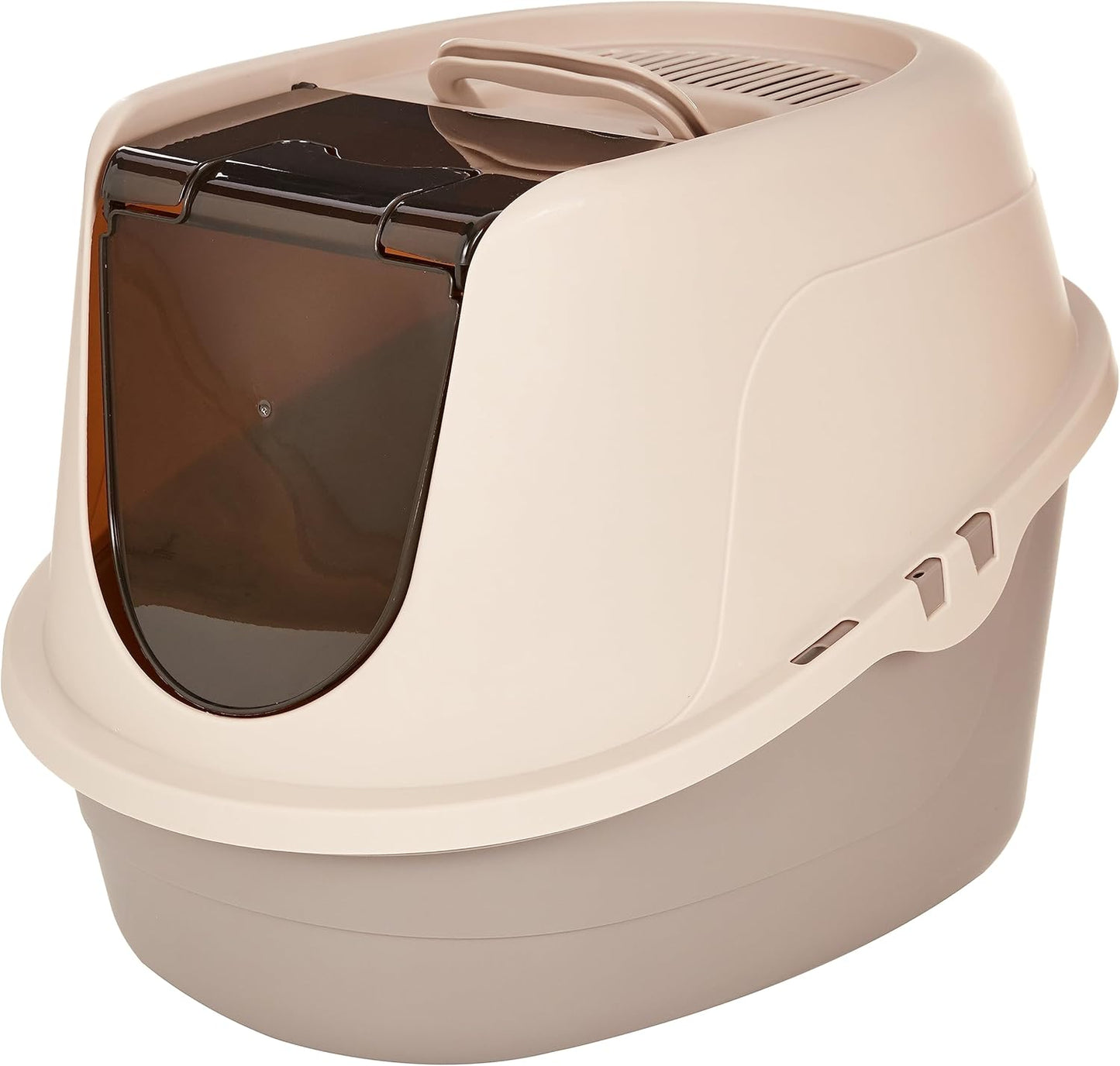 No-Mess Hooded Enclosed Cat Litter Box, Large, Multicolor, 24 in x 18 in x 17 in