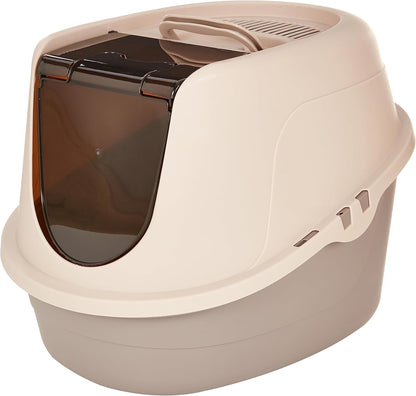 No-Mess Hooded Enclosed Cat Litter Box, Large, Multicolor, 24 in x 18 in x 17 in