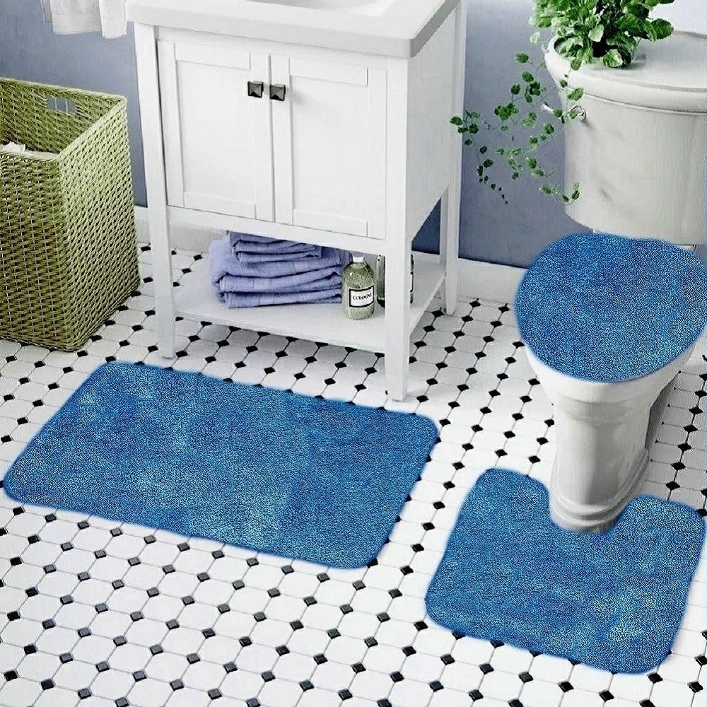 Daniel's Bath & Beyond 3 Piece Solid Luxury Bath Mat, Lime Green, (3PC Solid Luxury)