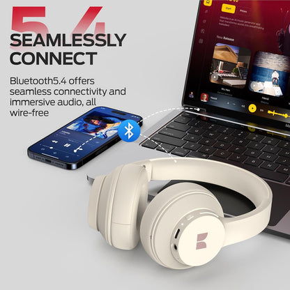 Monster Mission 100 Bluetooth Headphones, On Ear Headphones with Immersive Bass, Crystal Clear Call, 40H Playtime, Bluetooth 5.4, Comfortable Fit Wireless Headset for Travel Work