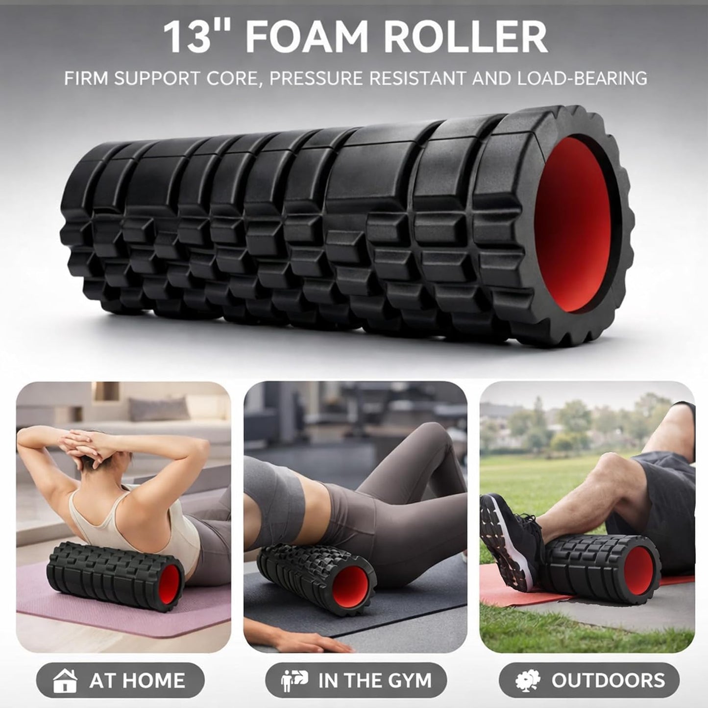 Foam Roller Massage Roller | Muscle Recovery Roller | Textured Back Roller | Deep Tissue Foam Roller | Home Gym Exercise Roller - PuriLite
