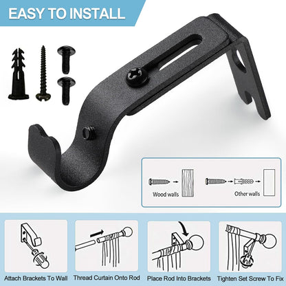 Black Curtain Rods for Windows 28 to 48 Inch, 5/8 Inch Small Curtain Rod For Bathroom, Living room, Kitchen (size：28-52 Inch)