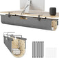 No Drill Under Desk Cable Management Tray, 45.2" Large Felt Cord Organizer with Pegboard-Style Design, Power Strip Holder, Privacy Panel for Standing Desk & Home Office, Clamp/Screw Mount(Gray/Khaki)