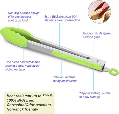 Purilite Select Silicone &amp; Stainless Steel Kitchen Tongs