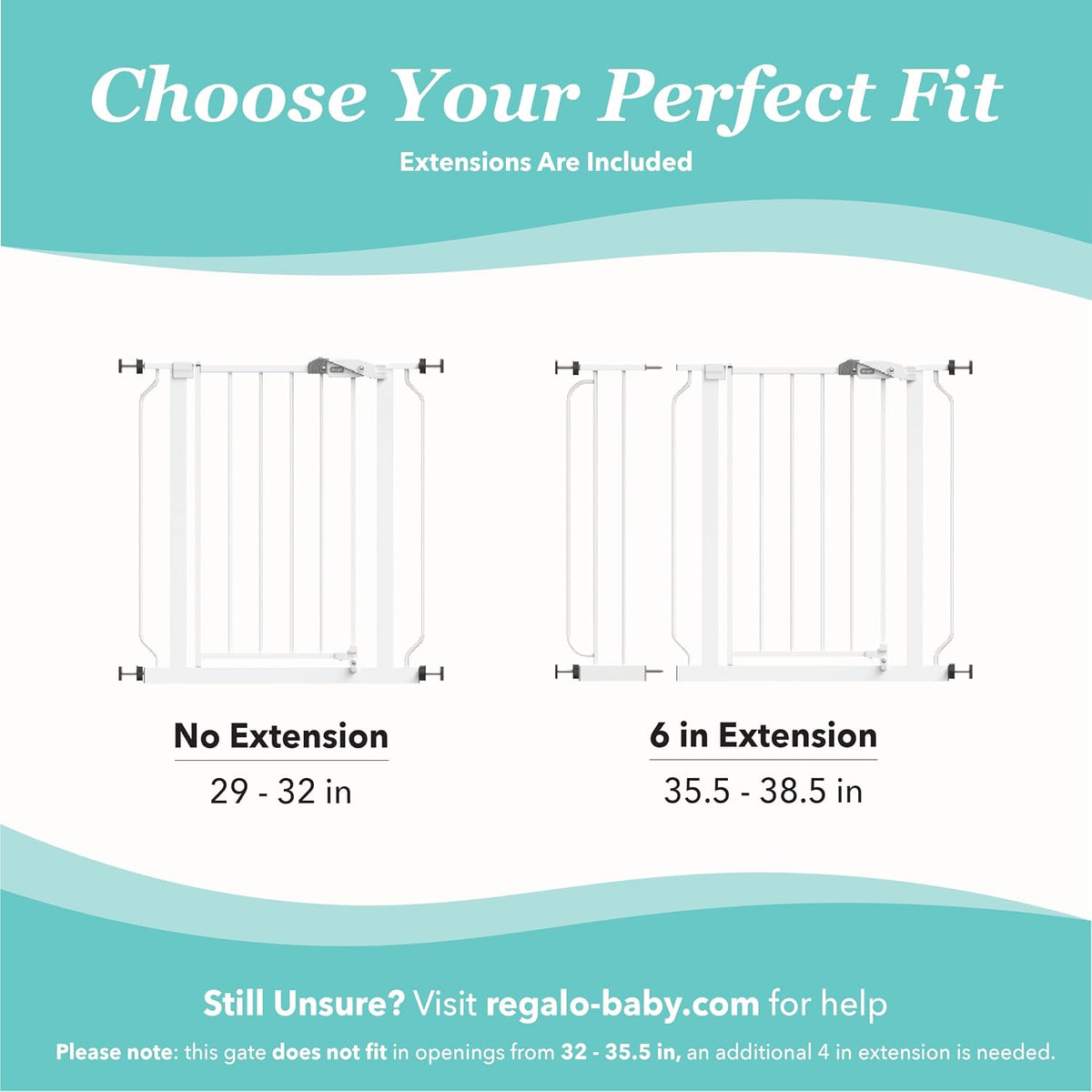 Regalo Easy Step 38.5-Inch (97.75cm) Extra Wide Baby Gate, Award Winning Brand, Includes 6-Inch (15.25cm) Extension Kit, 4 Pack Pressure Mount Kit and 4 Pack Wall Mount Kit