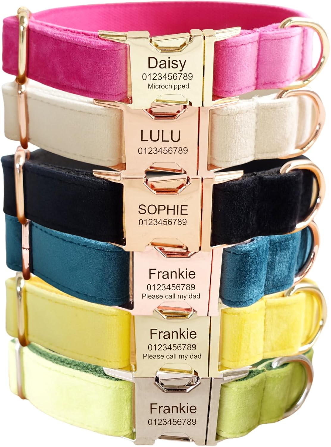 Custom Engraved Dog Collar with Name and Phone Number, Personalized for Small, Medium, and Large Dogs (Plaid)