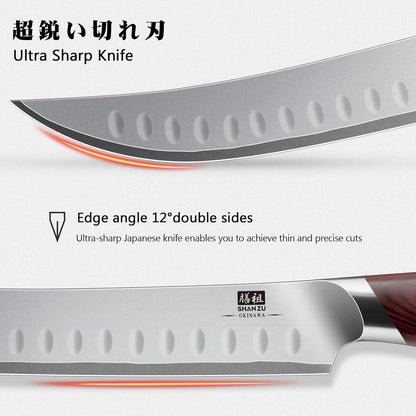 SHAN ZU Fillet Knife 7 inch, Razor Sharp Boning Knife for Meat in 10Cr15Mov Japanese High Carbon Steel Fish Knife, Professional Kitchen with Flexible Blade and Ergonomic Pakkawood Handle