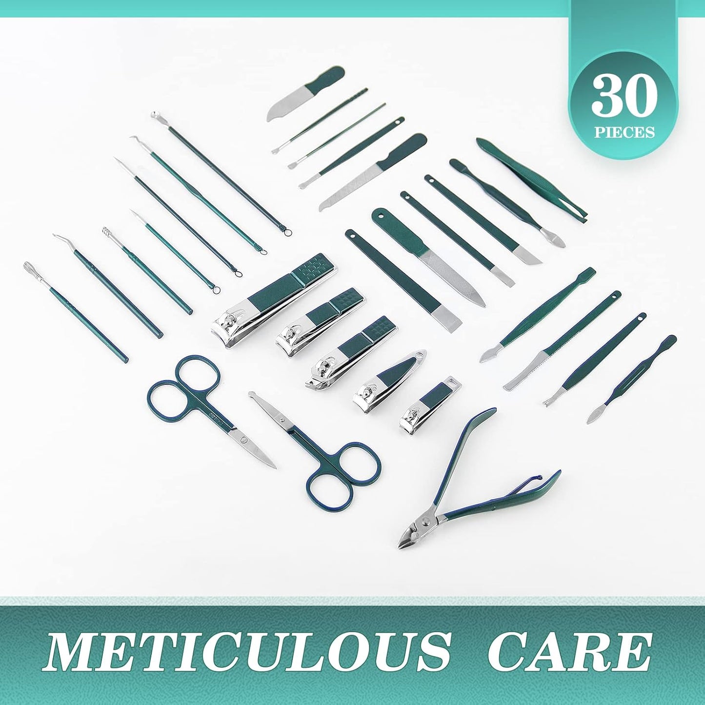 WOAMA Manicure Set 30 in 1 Nail Clipper Set Nail Kit for Women Men Stainless Steel Manicure Kit Professional with Travel Case