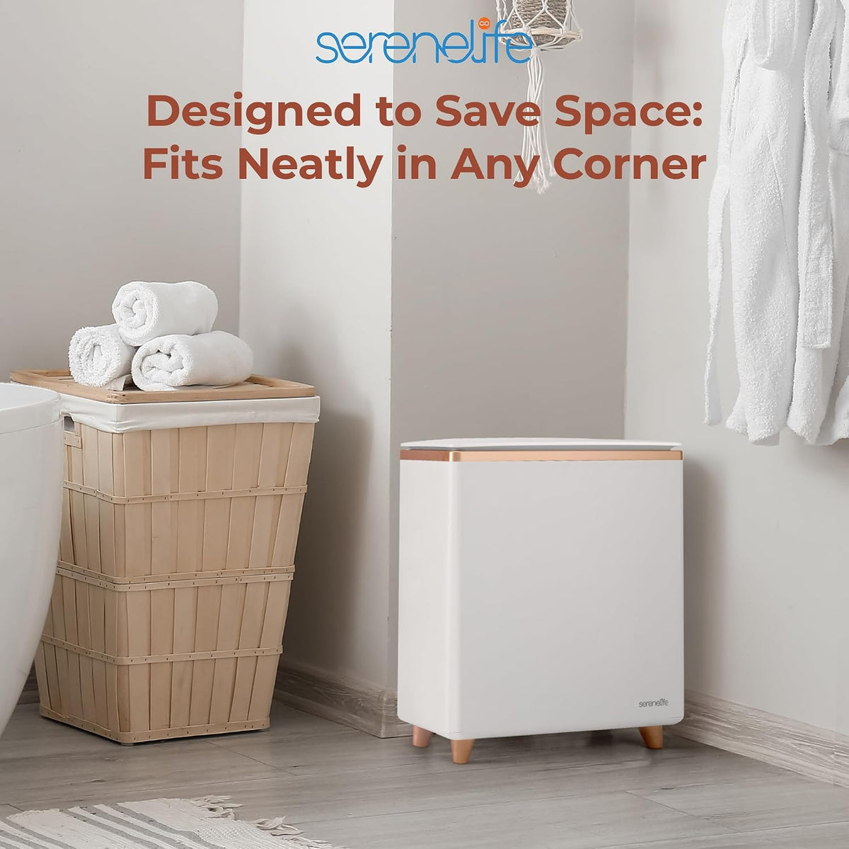 SereneLife Towel Warmer Bucket – Large Capacity WiFi Towel & Blanket Heater, Holds 2 Large Towels, PJ’s & Robes, Single-Touch Control, Auto Shut-Off (Gold) – Luxurious Winter Comfort