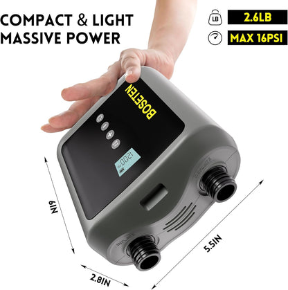 BOSETEN Paddle Board Pump, SUP Electric Air Pump, Deflation Function, Auto-Off, 12V DC Car Connector for Inflatable Stand Up Paddle Board, Kayaks, Boats, Inflators, Paddleboards