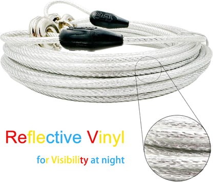 Petest 25ft Reflective Tie-Out Cable for Small Dogs Up to 35 Pounds