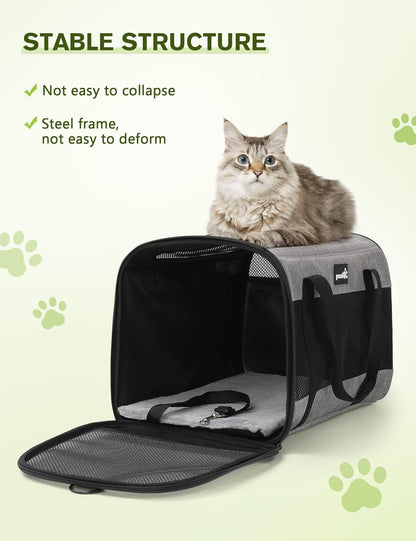 Pecute Cat Carrier Dog Carrier up to 15lbs，Pet Carrier for Cats and Puppies with Foldable Bowl, Soft-Sided Bag with Breathable Mesh, Suitable for Long and Short Trips Travel Camping Outdoor