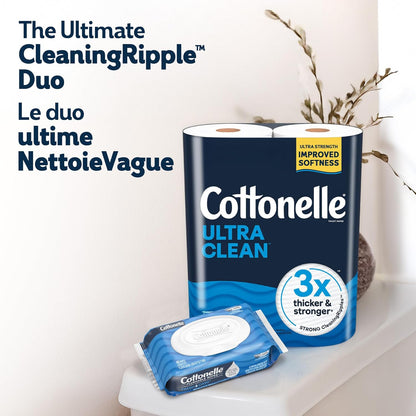 Cottonelle Toilet Paper, 24 Family Mega Rolls = 132 Regular Rolls (4 Packs of 6), Ultra Clean, Strong Bathroom Tissue, 353 Sheets per Roll, Packaging May Vary | Equals 132 Regular Rolls, 4-Pack of 6, Strong, Flushable, Plant Based, Packaging May Vary